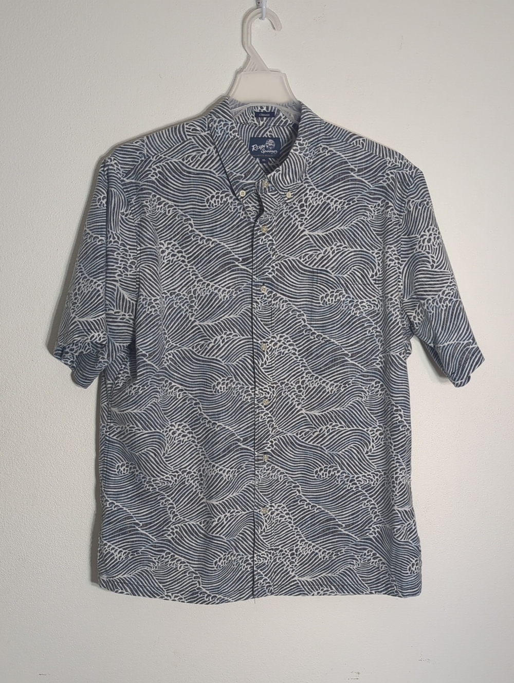 Reyn Spooner Men's Hawaiian Shirt Waves Button Down Cruise Vacation Neutral XL